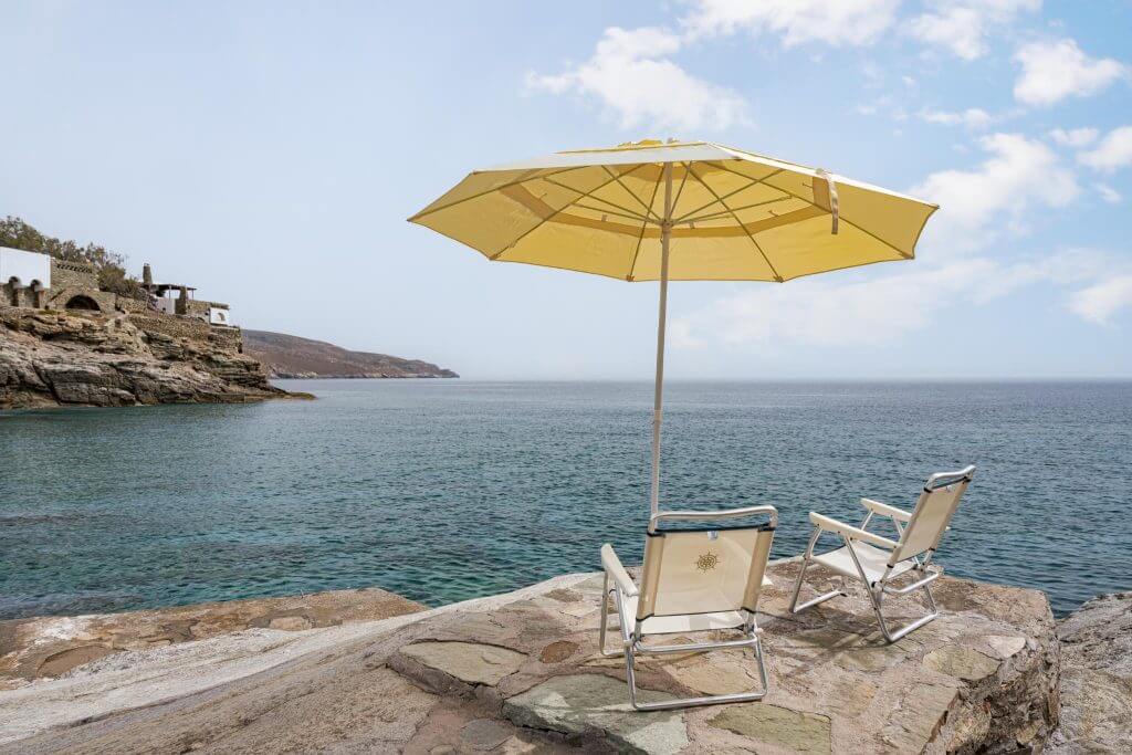 Expansive balcony with stunning views of the Aegean Sea at Kea Blue Heaven